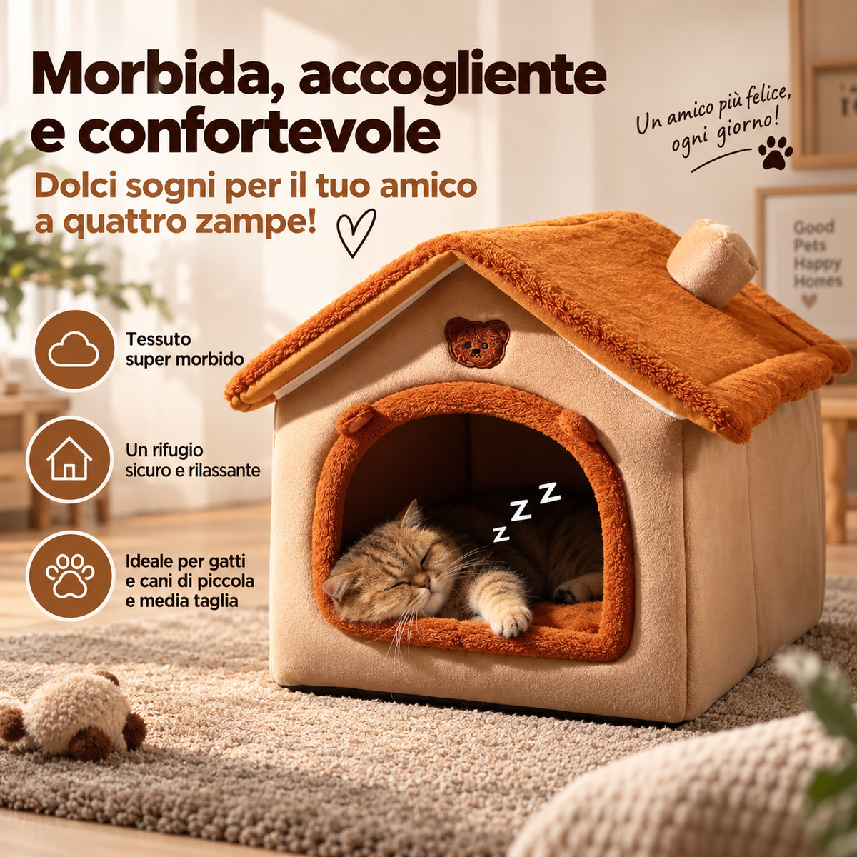 HOMIPAWS™-Cuccia Stile Casa per Cani e Gatti